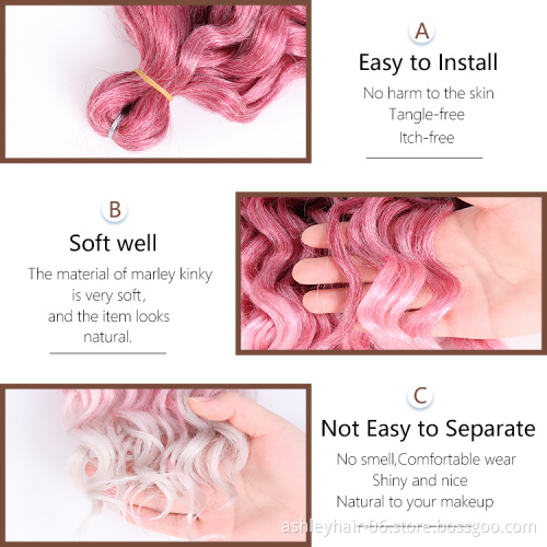 Julianna 18" hawaii curl ocean wave synthetic afro wavy king tips blonde silk weave braiding crochet hair ocean wave braid
